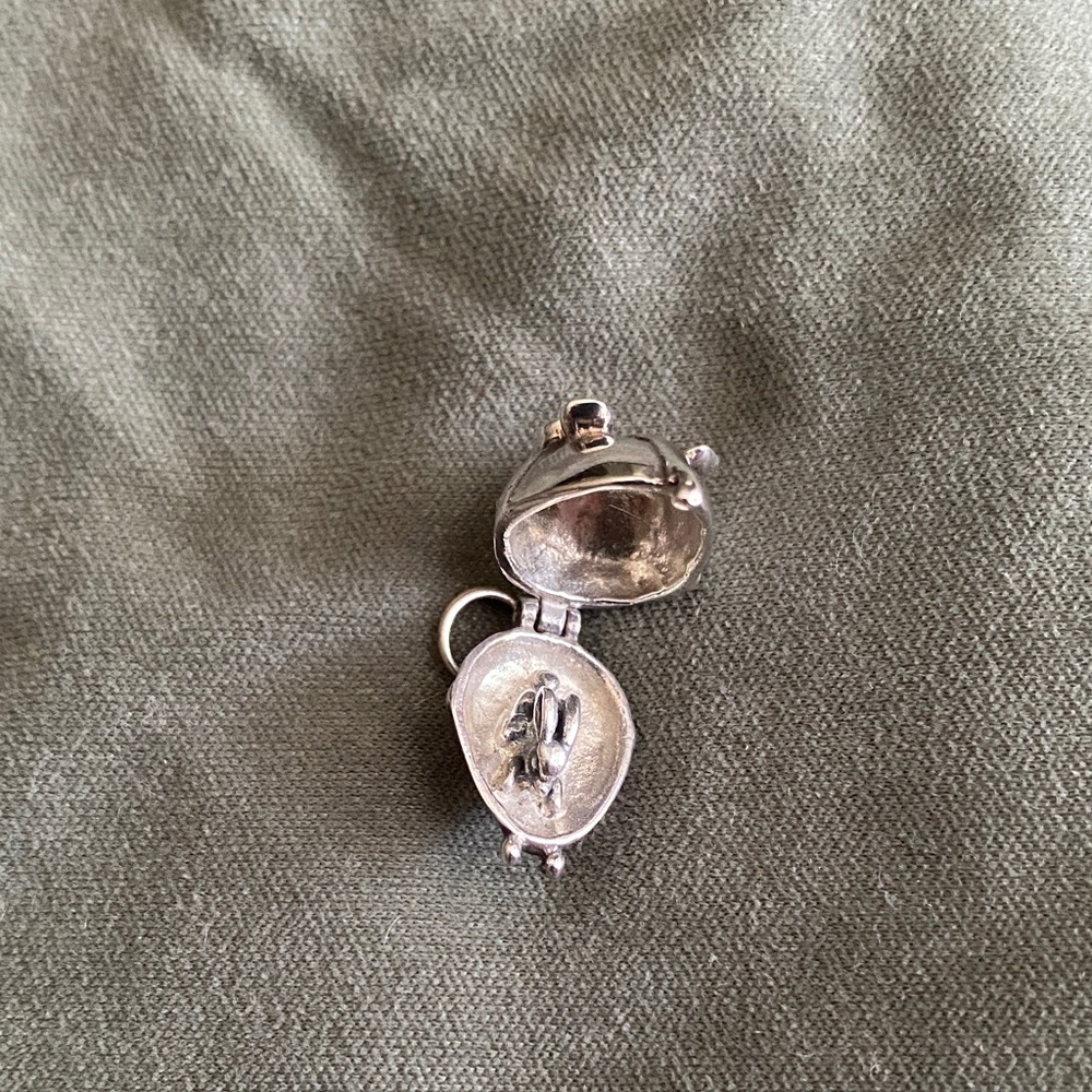 Sterling Silver Easter egg and bunny Locket Pendant or charm